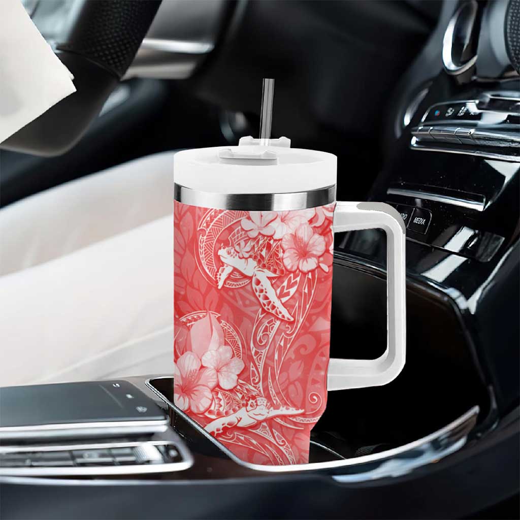 Polynesia Sea Turtle Couple Tumbler With Handle Happy Valentine Day Red LT05 - Polynesian Pride