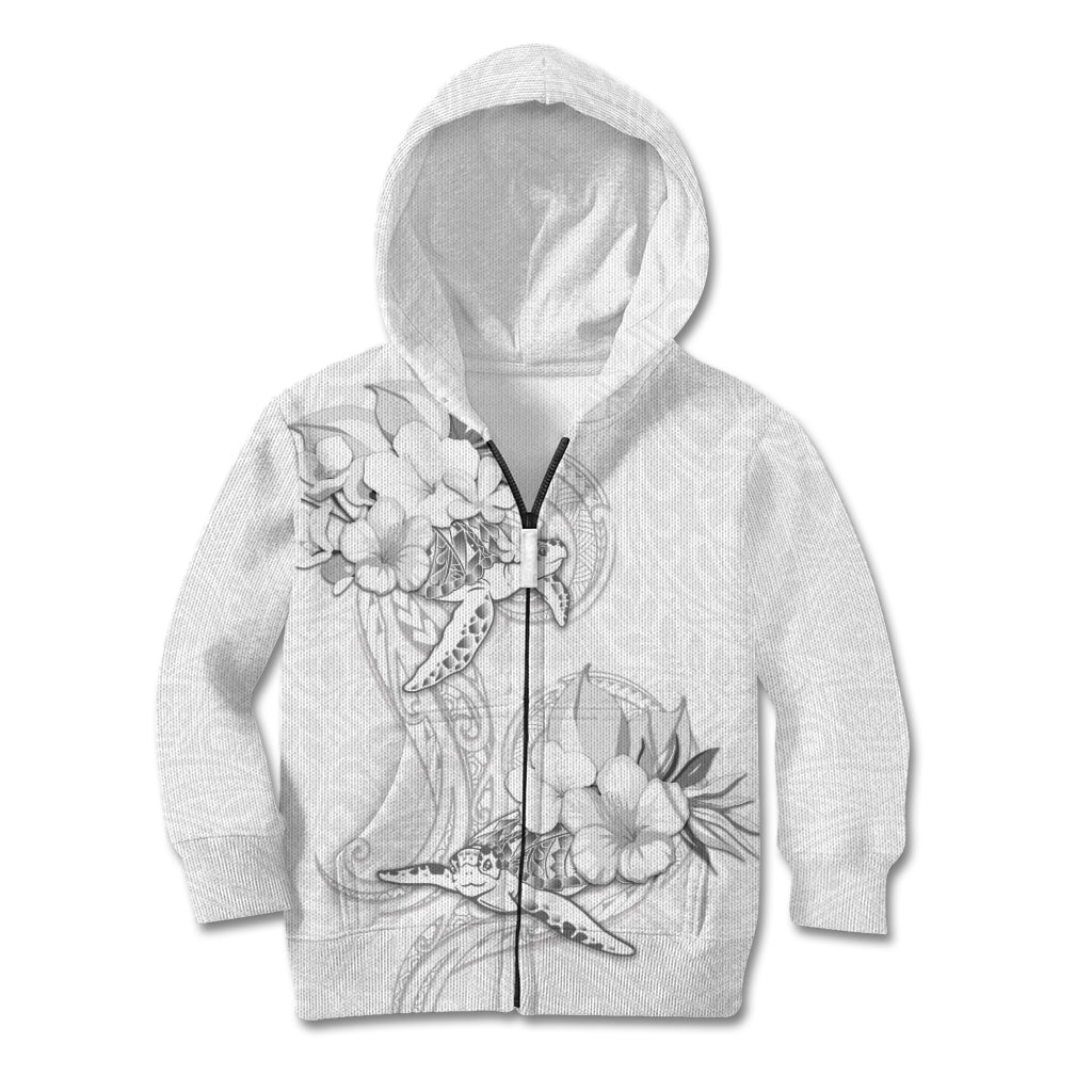 Polynesia Sea Turtle Couple Kid Hoodie Happy Valentine Day White LT05 Zip Hoodie White - Polynesian Pride