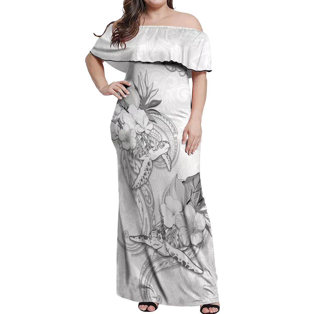 Polynesia Sea Turtle Couple Off Shoulder Maxi Dress Happy Valentine Day White LT05 Women White - Polynesian Pride