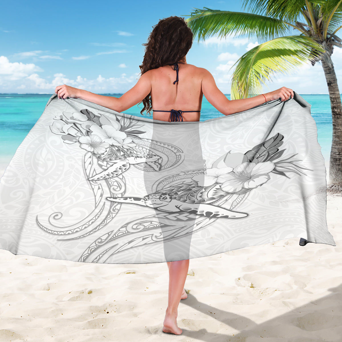 Polynesia Sea Turtle Couple Sarong Happy Valentine Day White LT05 - Polynesian Pride