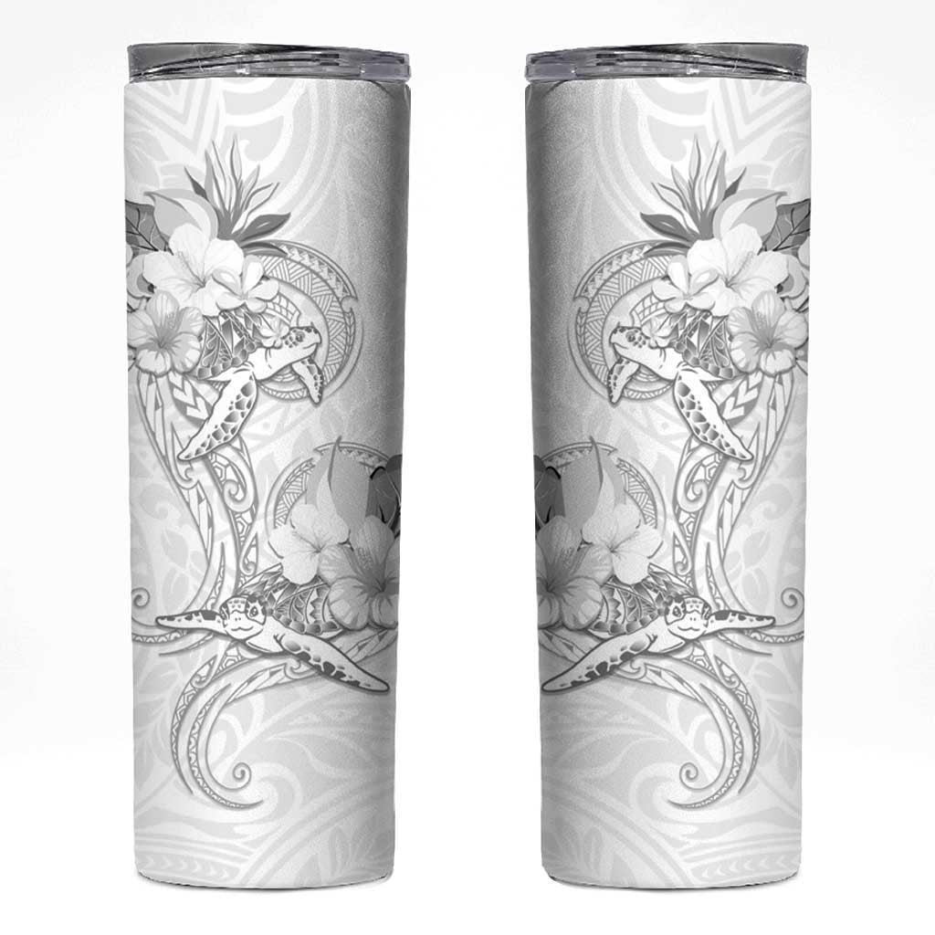 Polynesia Sea Turtle Couple Skinny Tumbler Happy Valentine Day White