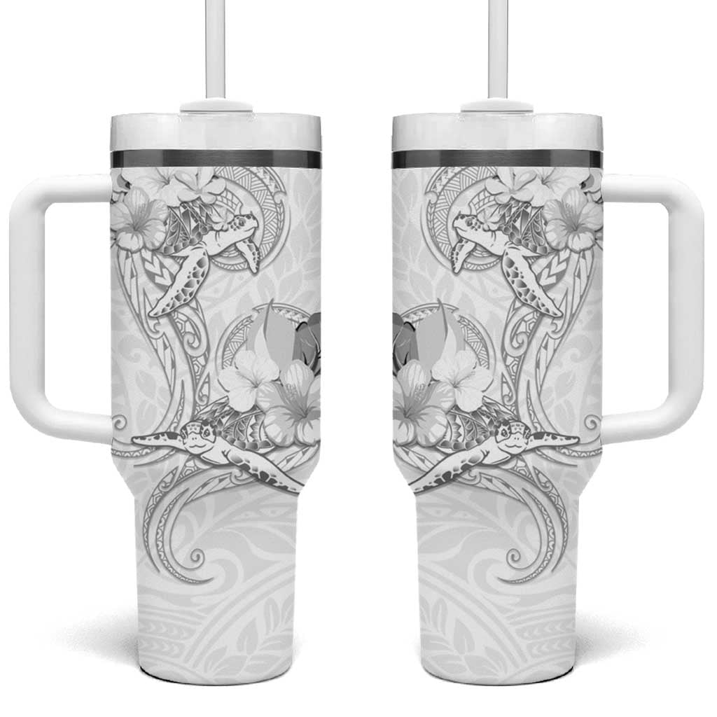 Polynesia Sea Turtle Couple Tumbler With Handle Happy Valentine Day White