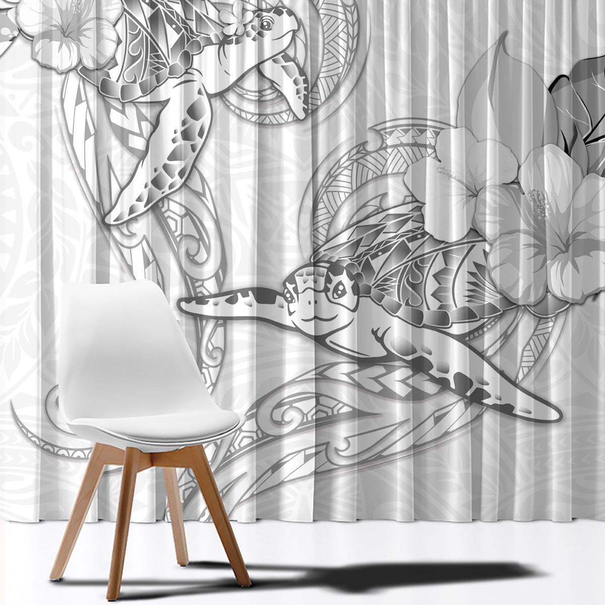 Polynesia Sea Turtle Couple Window Curtain Happy Valentine Day White LT05 - Polynesian Pride