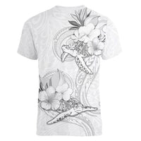 Polynesia Sea Turtle Couple Women V Neck T Shirt Happy Valentine Day White LT05 - Polynesian Pride