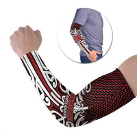 Custom Aotearoa Ngapuhi Arm Sleeves Maori Tribal Pattern Mix Poutama LT05 Set of 2 Red - Polynesian Pride