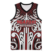 Custom Aotearoa Ngapuhi Basketball Jersey Maori Tribal Pattern Mix Poutama LT05 Unisex Red - Polynesian Pride