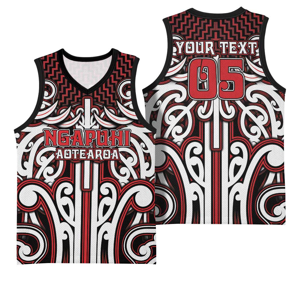 Custom Aotearoa Ngapuhi Basketball Jersey Maori Tribal Pattern Mix Poutama LT05 - Polynesian Pride