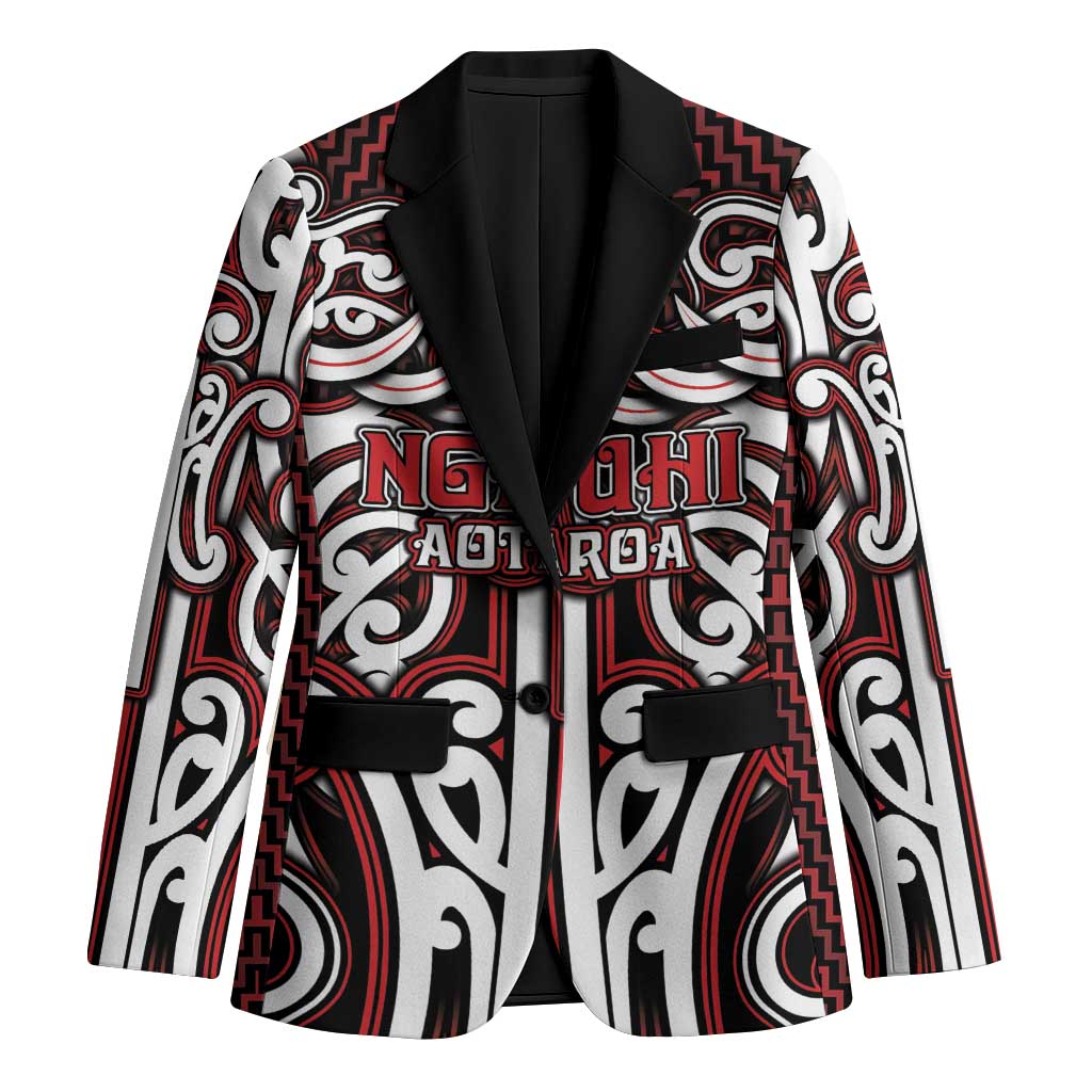 Custom Aotearoa Ngapuhi Blazer Maori Tribal Pattern Mix Poutama LT05 Unisex Red - Polynesian Pride