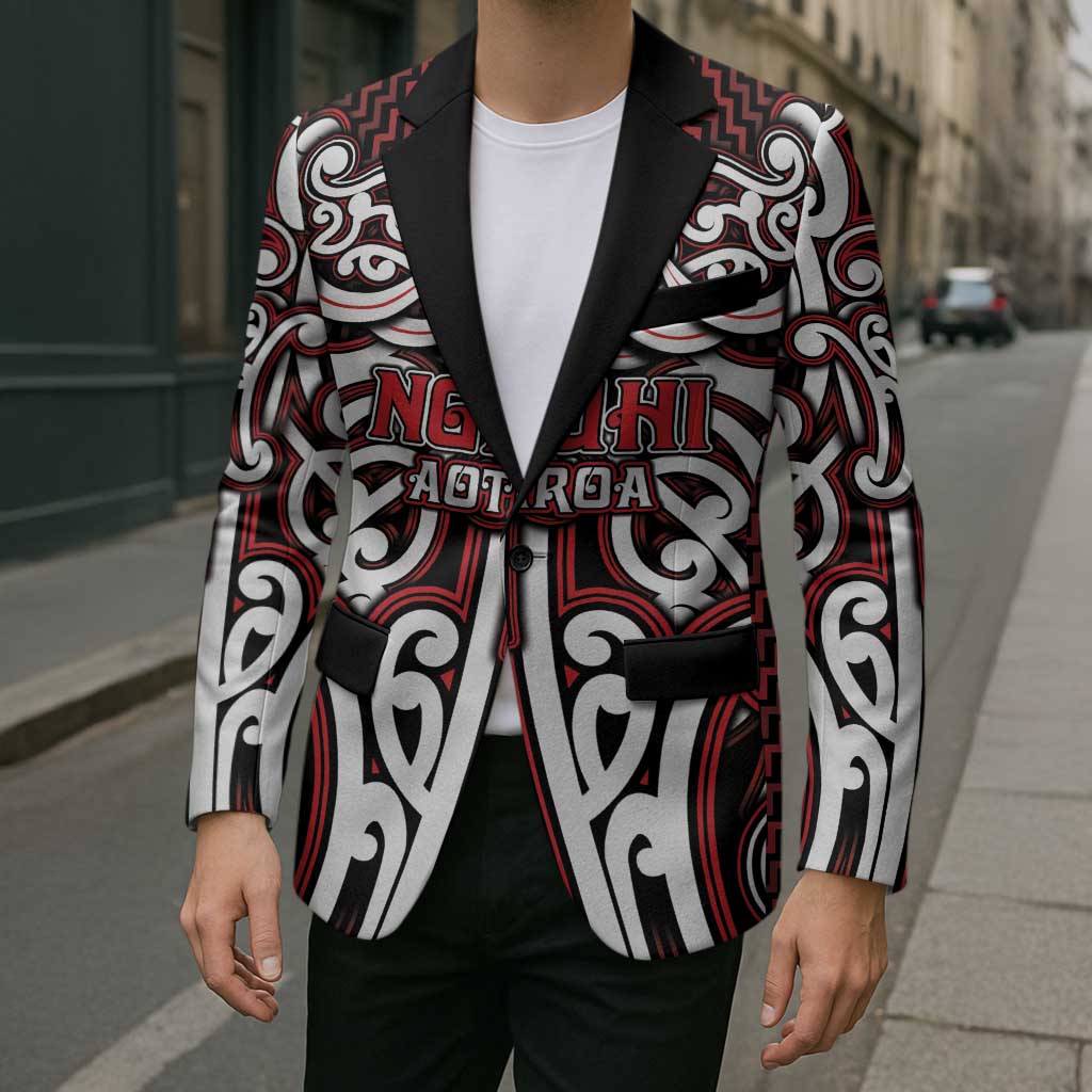Custom Aotearoa Ngapuhi Blazer Maori Tribal Pattern Mix Poutama LT05 - Polynesian Pride