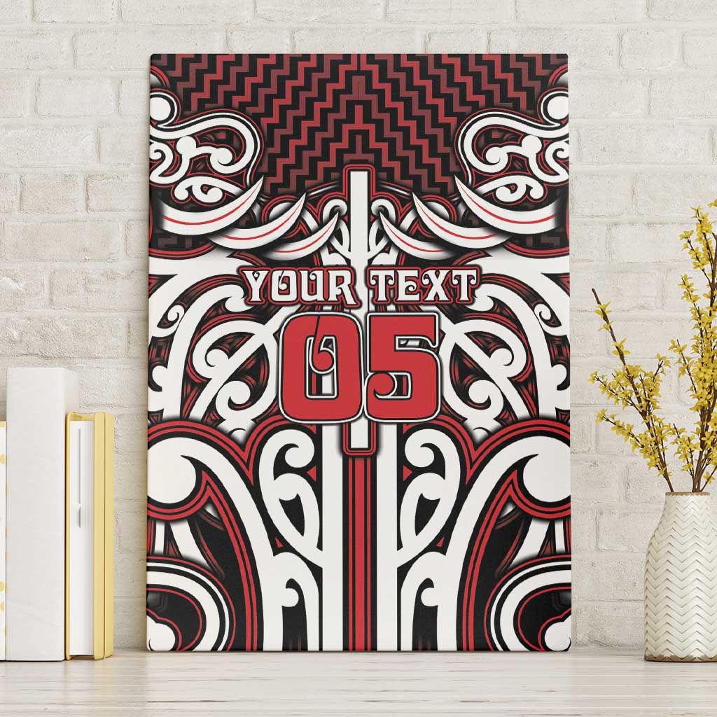 Custom Aotearoa Ngapuhi Canvas Wall Art Maori Tribal Pattern Mix Poutama LT05 Without Frame Red - Polynesian Pride