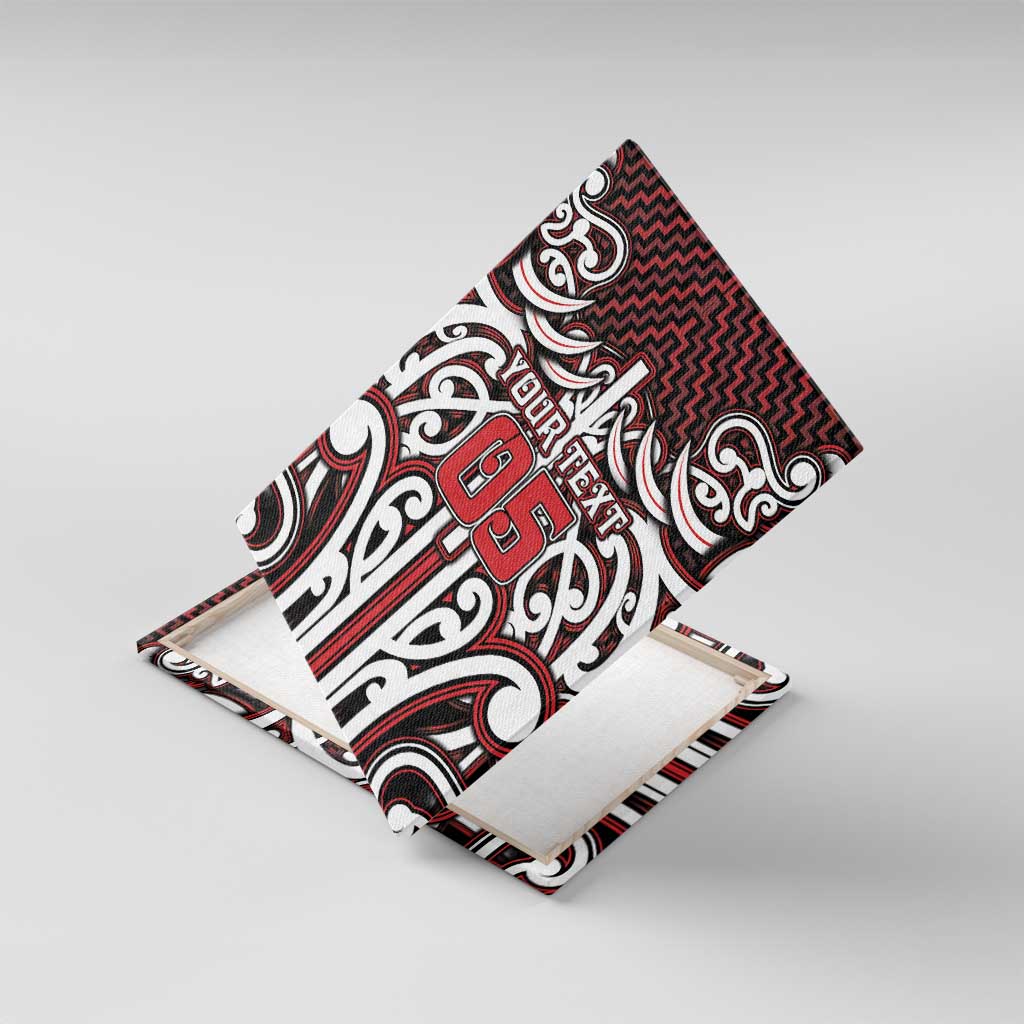 Custom Aotearoa Ngapuhi Canvas Wall Art Maori Tribal Pattern Mix Poutama LT05 With Frame Red - Polynesian Pride