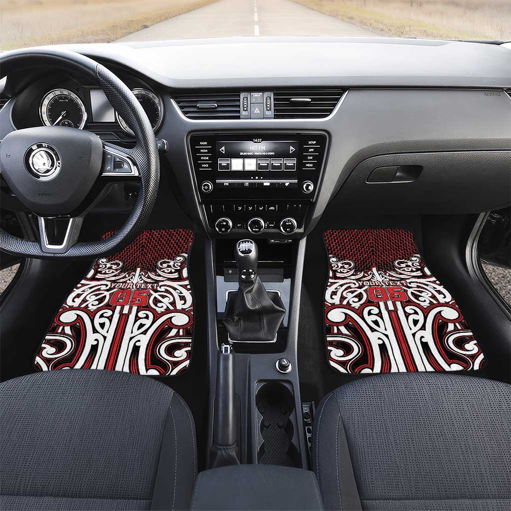 Custom Aotearoa Ngapuhi Car Mats Maori Tribal Pattern Mix Poutama LT05 Set 2pcs - Front Red - Polynesian Pride