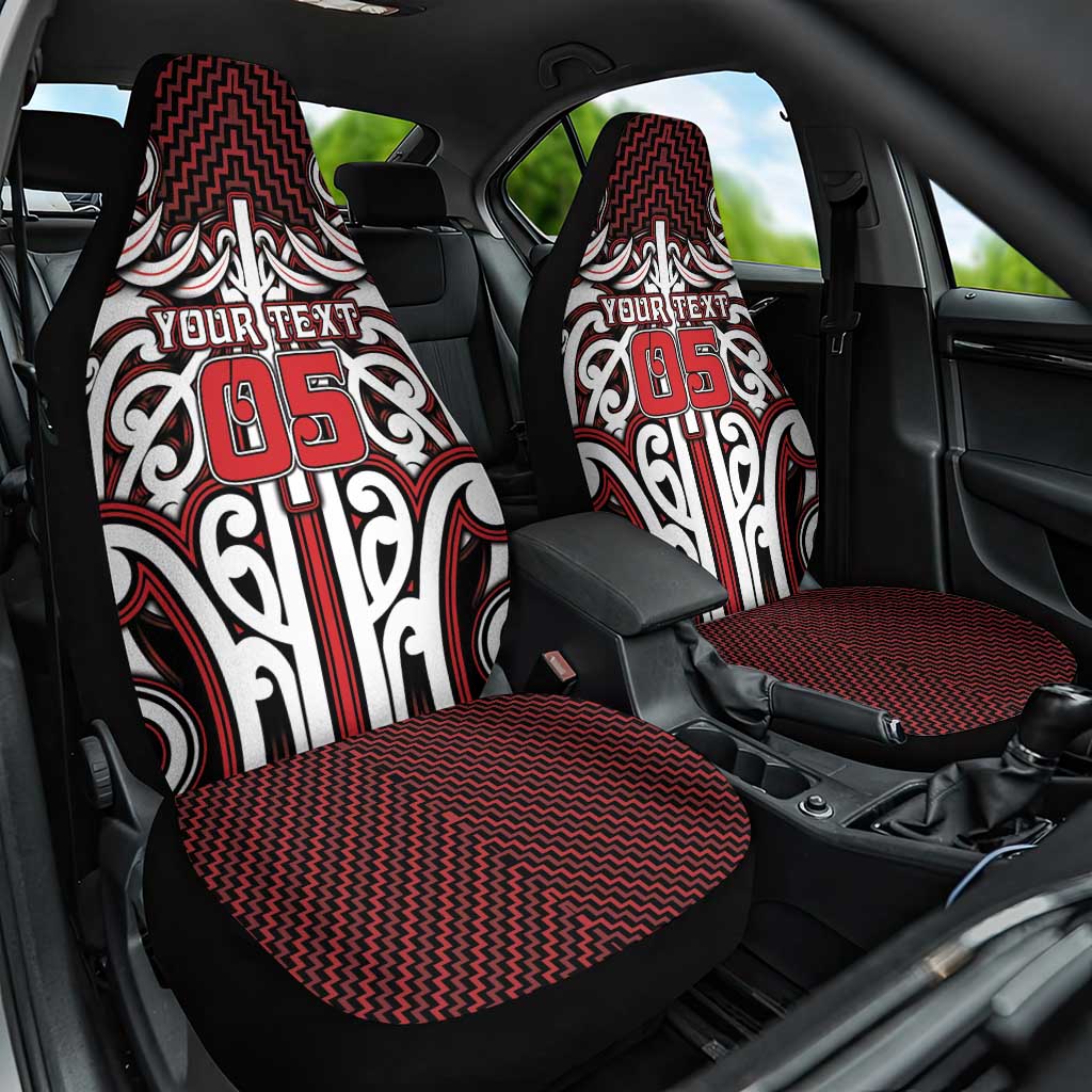 Custom Aotearoa Ngapuhi Car Seat Cover Maori Tribal Pattern Mix Poutama LT05 One Size Red - Polynesian Pride