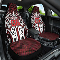 Custom Aotearoa Ngapuhi Car Seat Cover Maori Tribal Pattern Mix Poutama LT05 One Size Red - Polynesian Pride