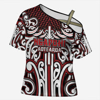 Custom Aotearoa Ngapuhi Cross Shoulder Shirt Maori Tribal Pattern Mix Poutama