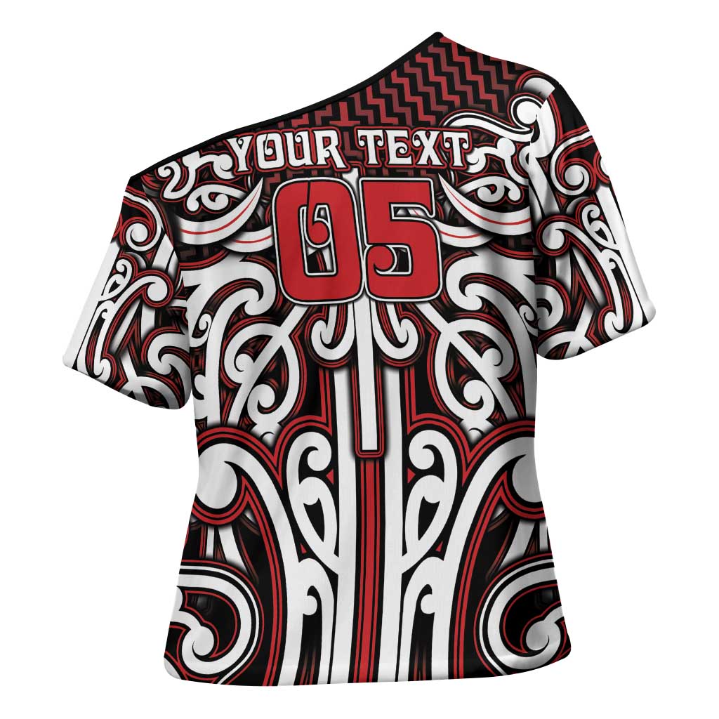 Custom Aotearoa Ngapuhi Cross Shoulder Shirt Maori Tribal Pattern Mix Poutama