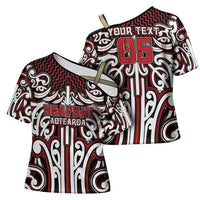 Custom Aotearoa Ngapuhi Cross Shoulder Shirt Maori Tribal Pattern Mix Poutama