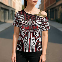 Custom Aotearoa Ngapuhi Cross Shoulder Shirt Maori Tribal Pattern Mix Poutama