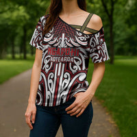 Custom Aotearoa Ngapuhi Cross Shoulder Shirt Maori Tribal Pattern Mix Poutama