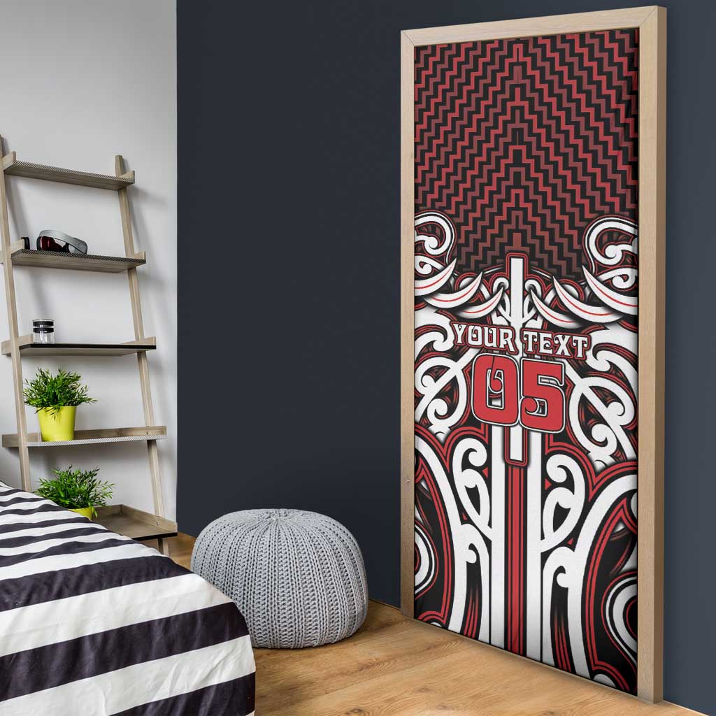 Custom Aotearoa Ngapuhi Door Cover Maori Tribal Pattern Mix Poutama LT05 - Polynesian Pride