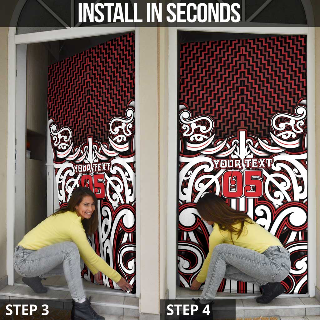 Custom Aotearoa Ngapuhi Door Cover Maori Tribal Pattern Mix Poutama LT05 - Polynesian Pride