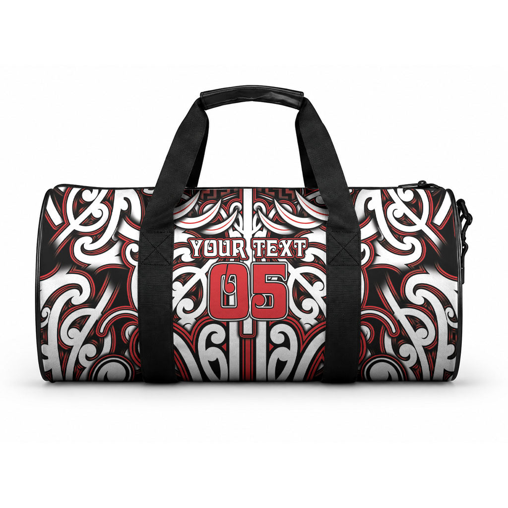 Custom Aotearoa Ngapuhi Duffle Bag Maori Tribal Pattern Mix Poutama LT05 One size Red - Polynesian Pride