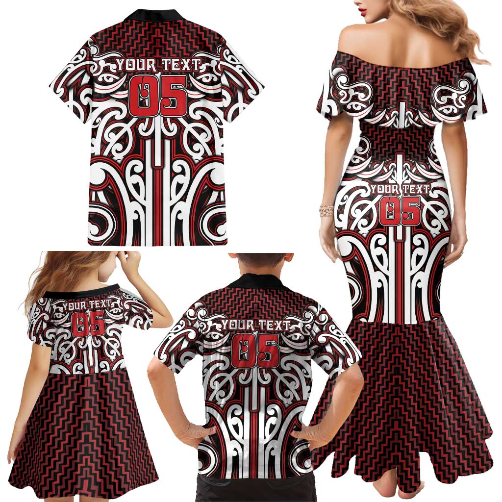 Custom Aotearoa Ngapuhi Family Matching Mermaid Dress and Hawaiian Shirt Maori Tribal Pattern Mix Poutama