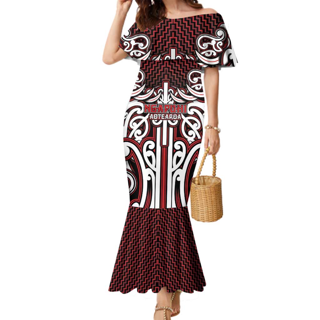 Custom Aotearoa Ngapuhi Family Matching Mermaid Dress and Hawaiian Shirt Maori Tribal Pattern Mix Poutama