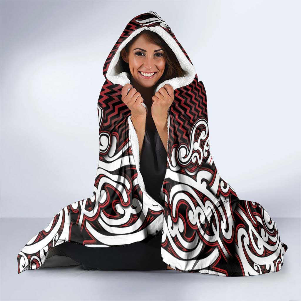 Custom Aotearoa Ngapuhi Hooded Blanket Maori Tribal Pattern Mix Poutama LT05 - Polynesian Pride