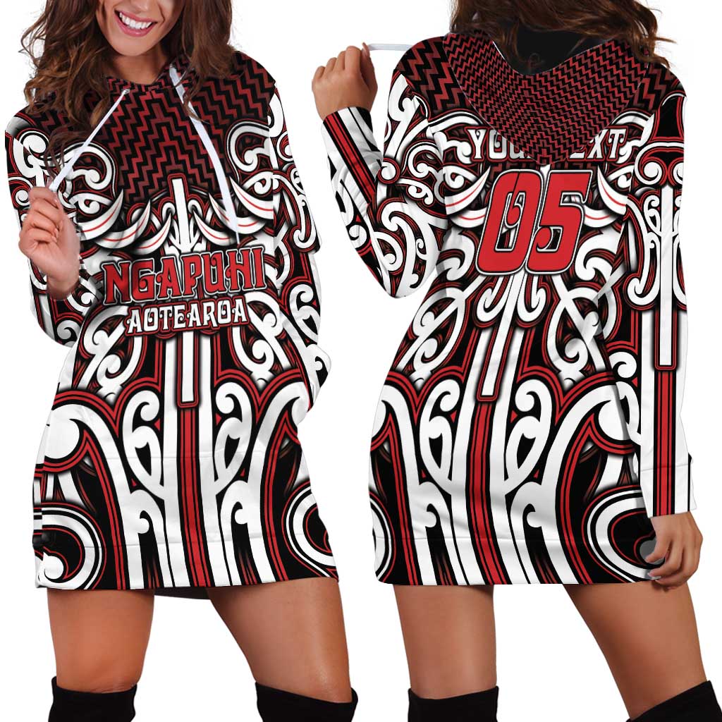 Custom Aotearoa Ngapuhi Hoodie Dress Maori Tribal Pattern Mix Poutama LT05 - Polynesian Pride