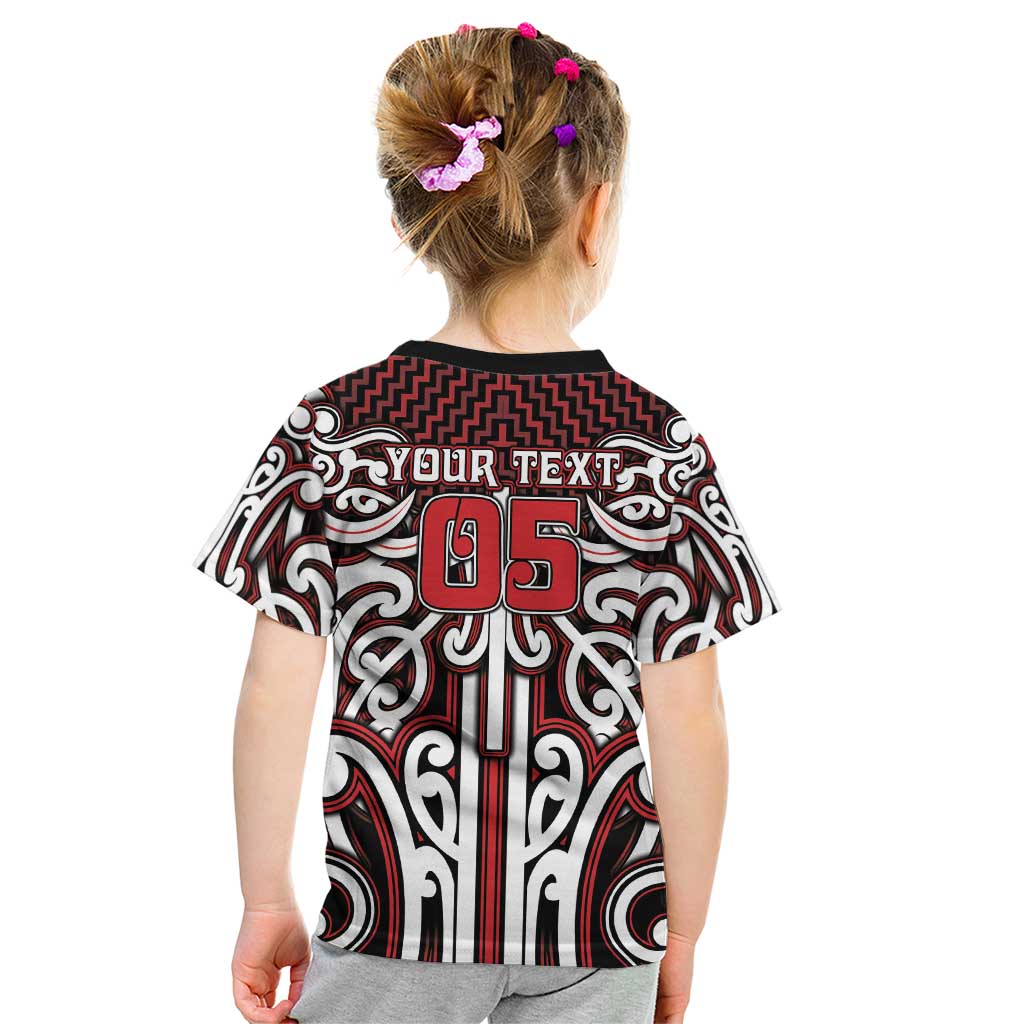 Custom Aotearoa Ngapuhi Kid T Shirt Maori Tribal Pattern Mix Poutama LT05 - Polynesian Pride