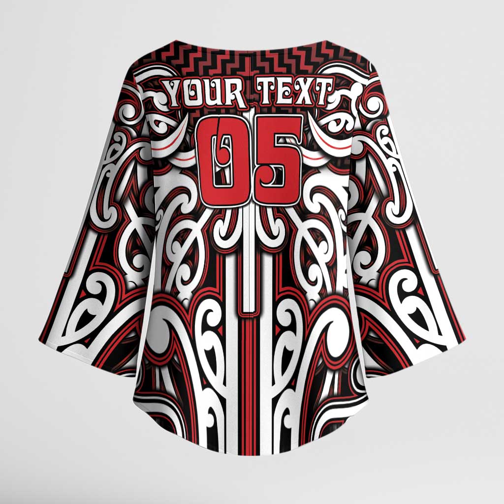 Custom Aotearoa Ngapuhi Kimono Sleeve Blouse Maori Tribal Pattern Mix Poutama LT05 - Polynesian Pride