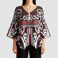Custom Aotearoa Ngapuhi Kimono Sleeve Blouse Maori Tribal Pattern Mix Poutama LT05 - Polynesian Pride
