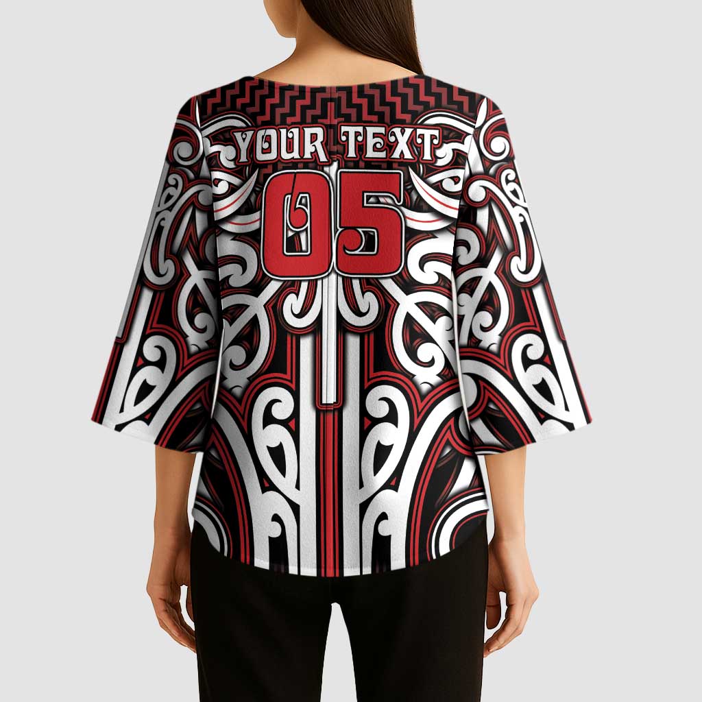 Custom Aotearoa Ngapuhi Kimono Sleeve Blouse Maori Tribal Pattern Mix Poutama LT05 - Polynesian Pride