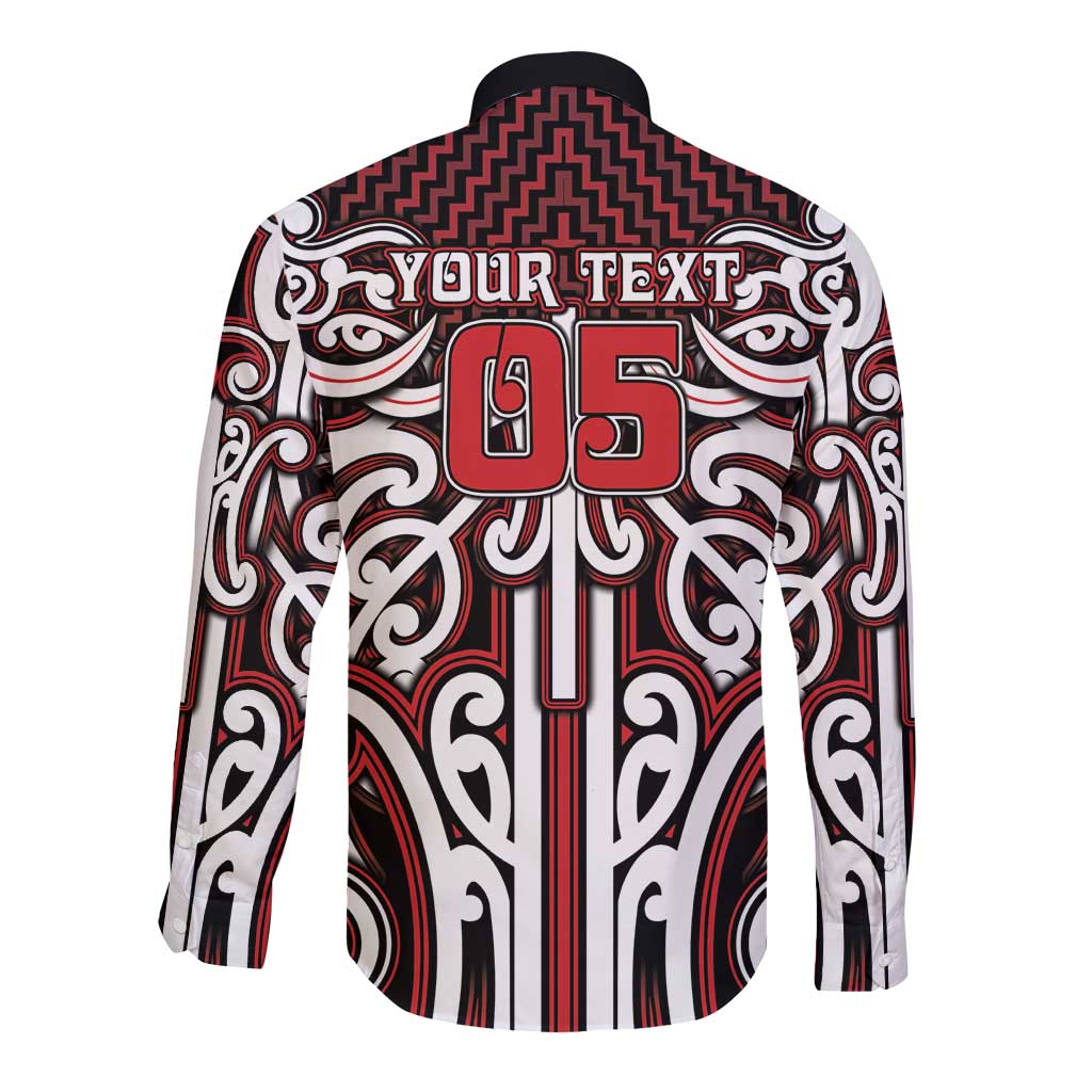 Custom Aotearoa Ngapuhi Long Sleeve Button Shirt Maori Tribal Pattern Mix Poutama LT05 - Polynesian Pride