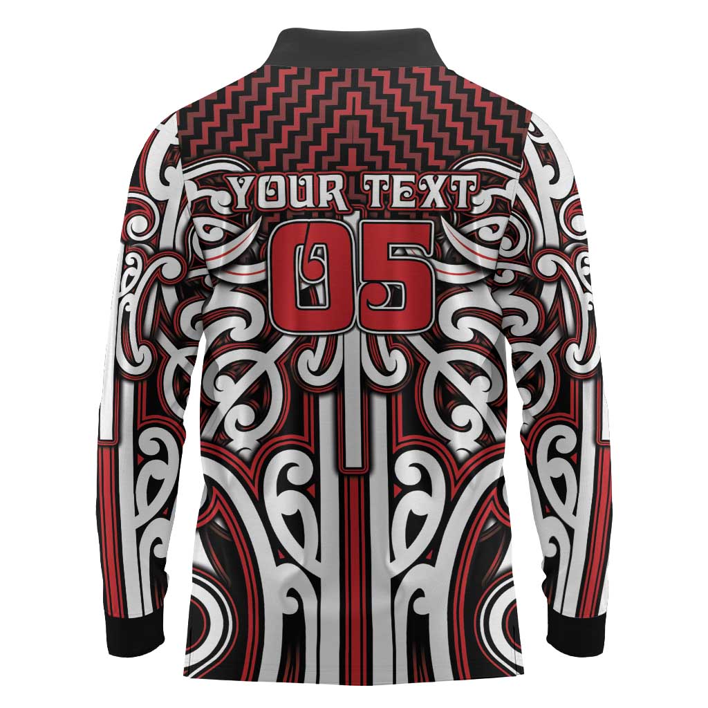 Custom Aotearoa Ngapuhi Long Sleeve Polo Shirt Maori Tribal Pattern Mix Poutama LT05 - Polynesian Pride