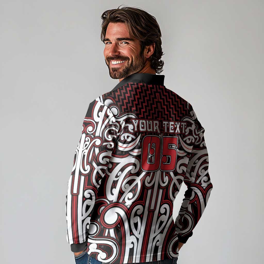 Custom Aotearoa Ngapuhi Long Sleeve Polo Shirt Maori Tribal Pattern Mix Poutama LT05 - Polynesian Pride