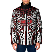 Custom Aotearoa Ngapuhi Padded Jacket Maori Tribal Pattern Mix Poutama LT05 Men Red - Polynesian Pride