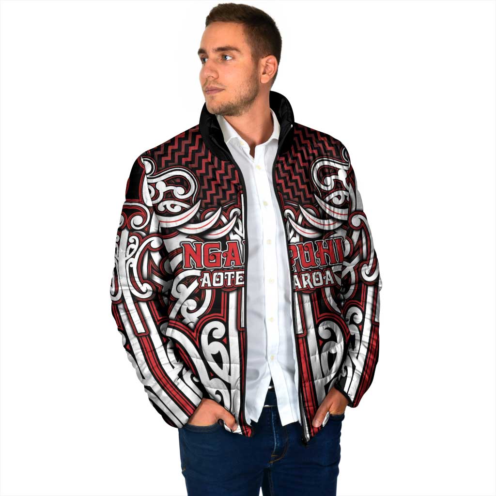 Custom Aotearoa Ngapuhi Padded Jacket Maori Tribal Pattern Mix Poutama LT05 - Polynesian Pride