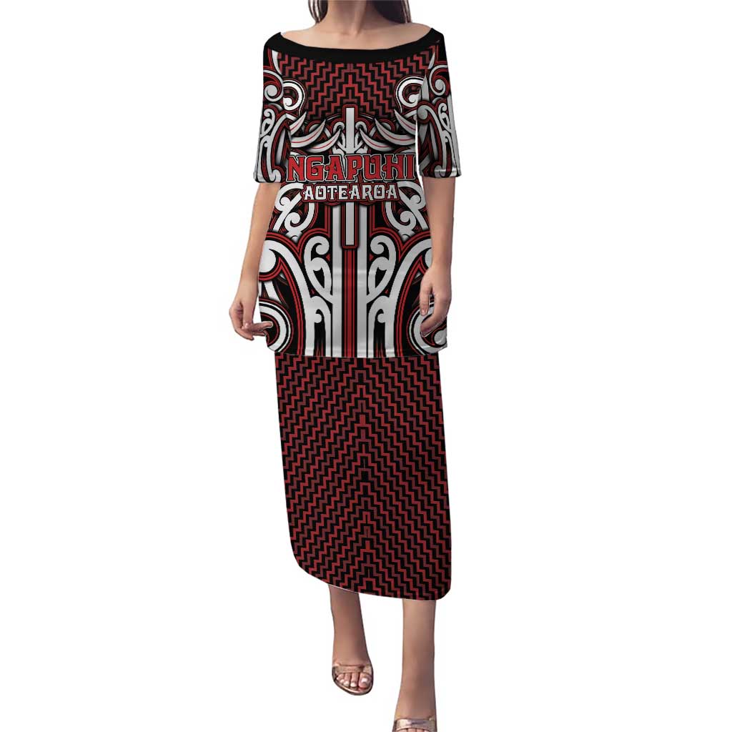 Custom Aotearoa Ngapuhi Puletasi Maori Tribal Pattern Mix Poutama LT05 Long Dress Red - Polynesian Pride