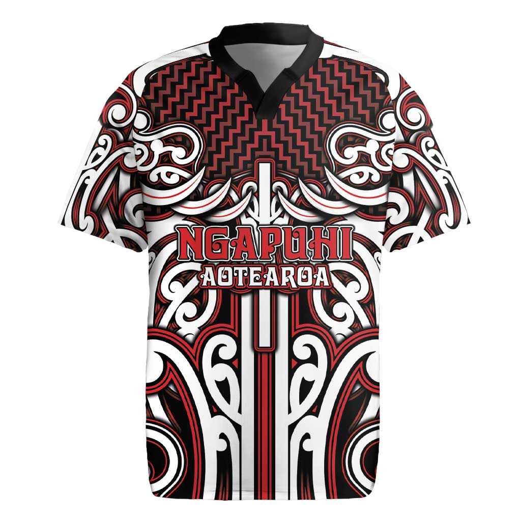 Custom Aotearoa Ngapuhi Rugby Jersey Maori Tribal Pattern Mix Poutama