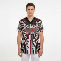 Custom Aotearoa Ngapuhi Scrub Top Maori Tribal Pattern Mix Poutama LT05 - Polynesian Pride