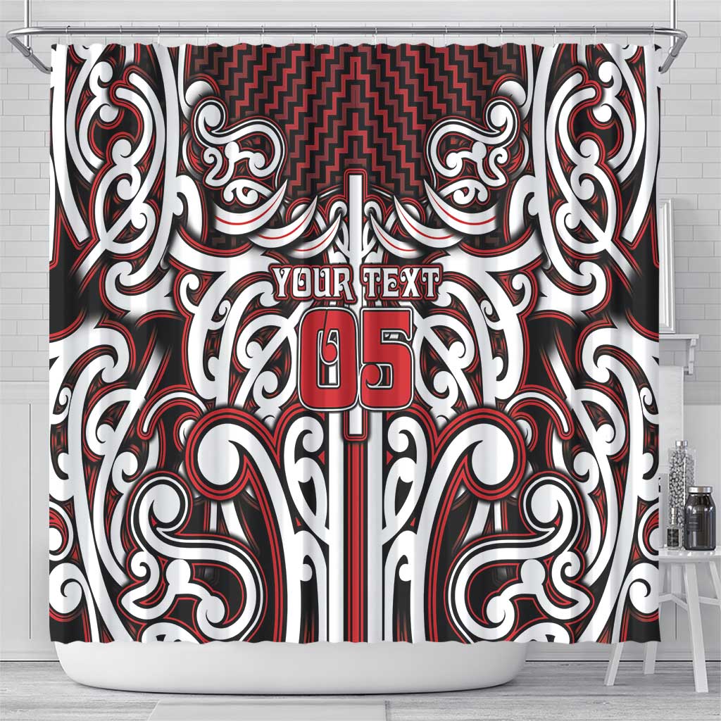 Custom Aotearoa Ngapuhi Shower Curtain Maori Tribal Pattern Mix Poutama LT05 - Polynesian Pride