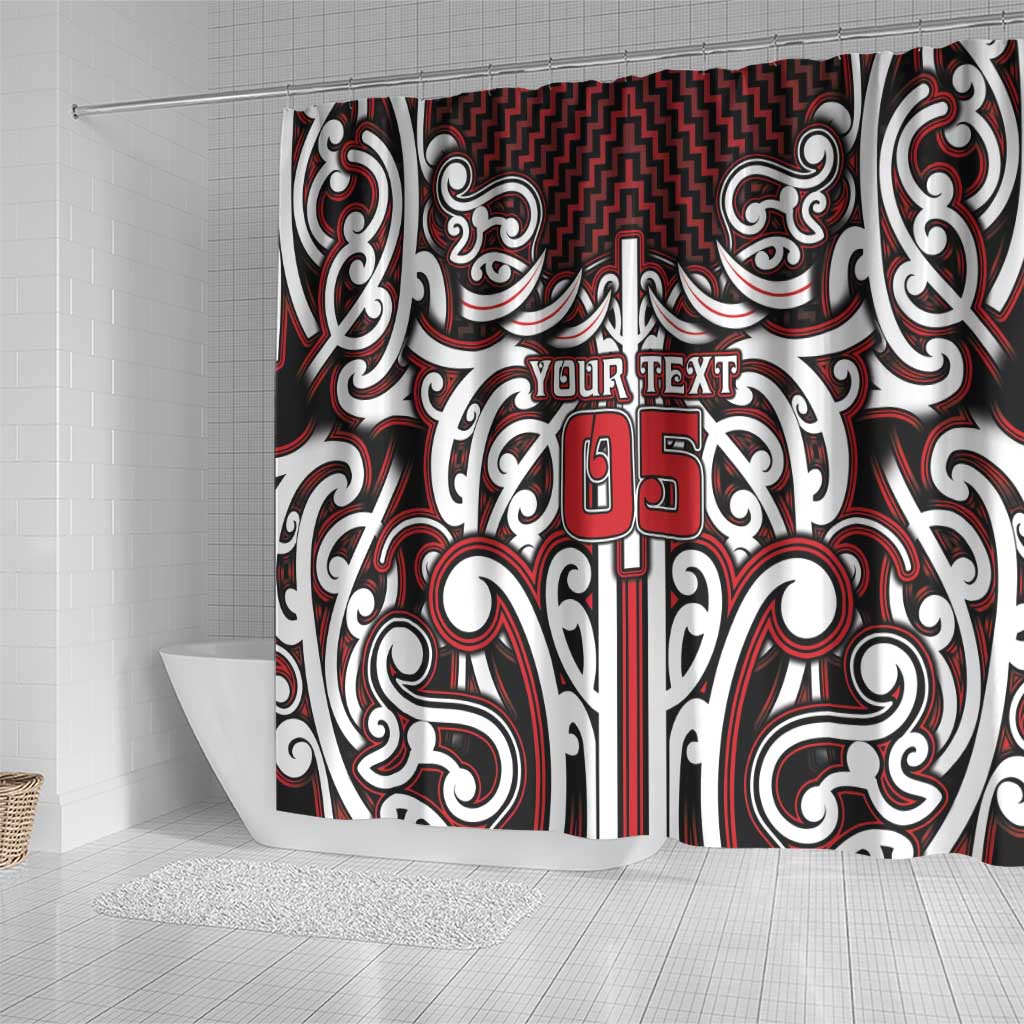 Custom Aotearoa Ngapuhi Shower Curtain Maori Tribal Pattern Mix Poutama LT05 - Polynesian Pride