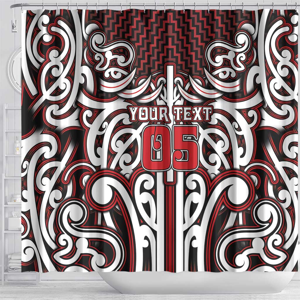 Custom Aotearoa Ngapuhi Shower Curtain Maori Tribal Pattern Mix Poutama LT05 - Polynesian Pride