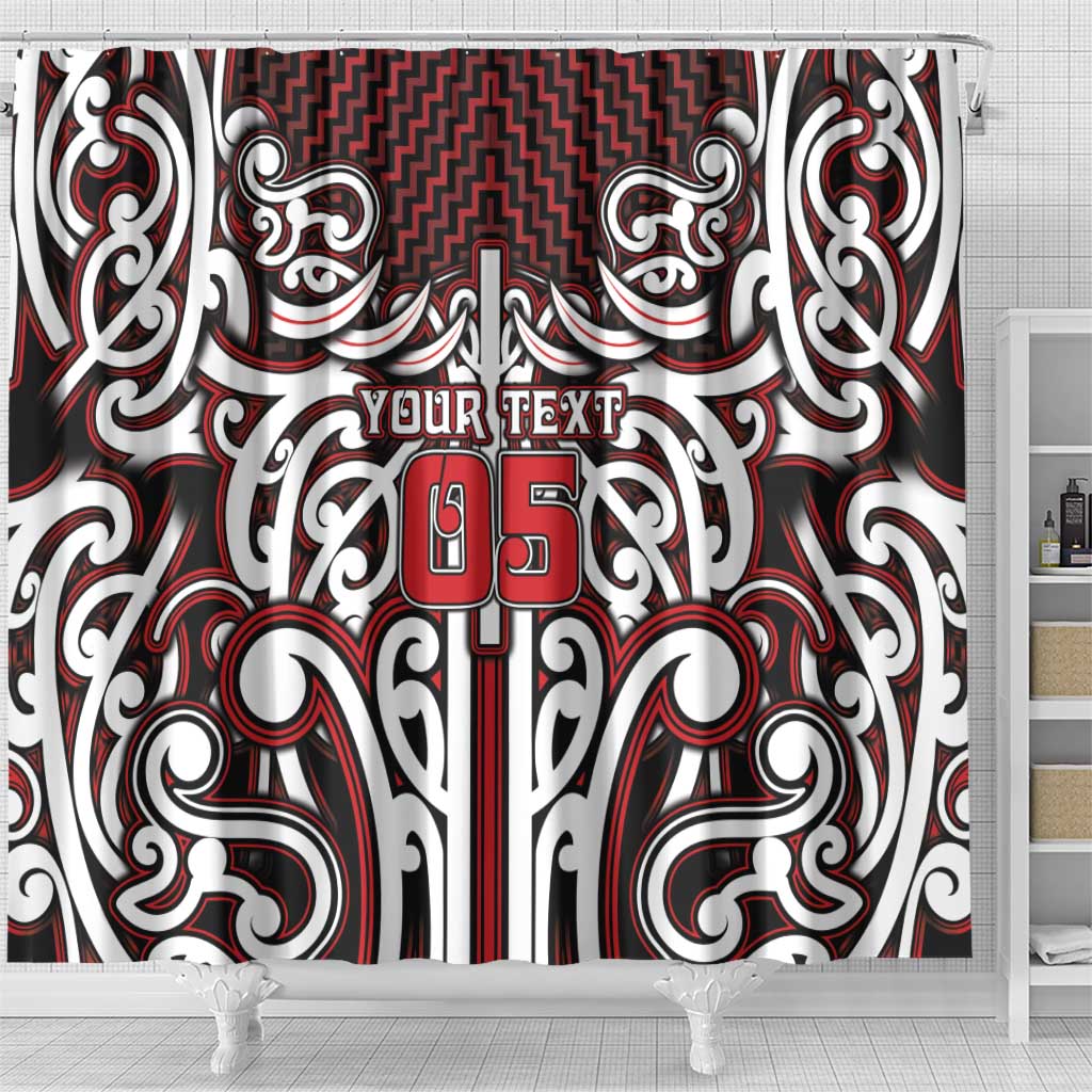 Custom Aotearoa Ngapuhi Shower Curtain Maori Tribal Pattern Mix Poutama LT05 - Polynesian Pride