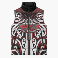 Custom Aotearoa Ngapuhi Sleeveless Puffer Jacket Maori Tribal Pattern Mix Poutama LT05 Unisex Red - Polynesian Pride