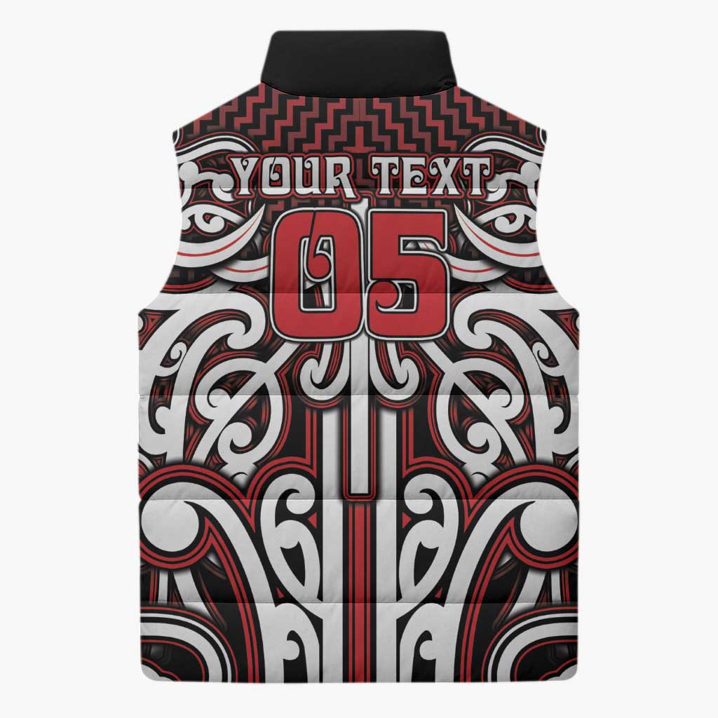 Custom Aotearoa Ngapuhi Sleeveless Puffer Jacket Maori Tribal Pattern Mix Poutama LT05 - Polynesian Pride