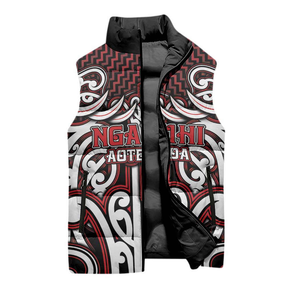 Custom Aotearoa Ngapuhi Sleeveless Puffer Jacket Maori Tribal Pattern Mix Poutama LT05 - Polynesian Pride