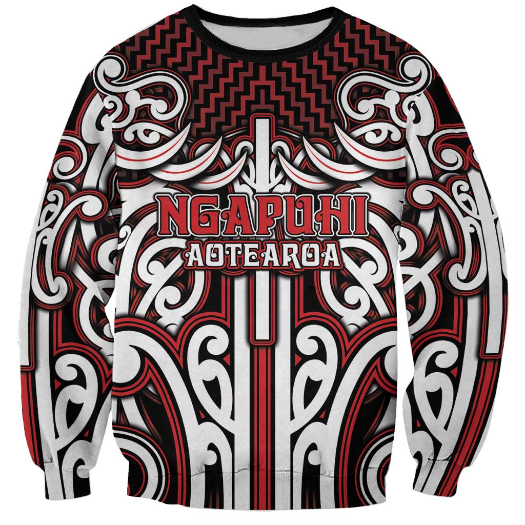 Custom Aotearoa Ngapuhi Sweatshirt Maori Tribal Pattern Mix Poutama LT05 Unisex Red - Polynesian Pride